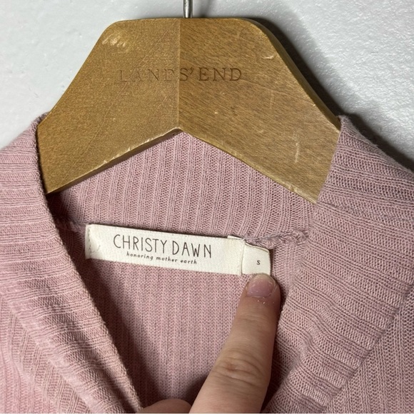 Christy Dawn the Charlie Dress Long Sleeve Pink Ribbed Mock Neck - Picture 12 of 14